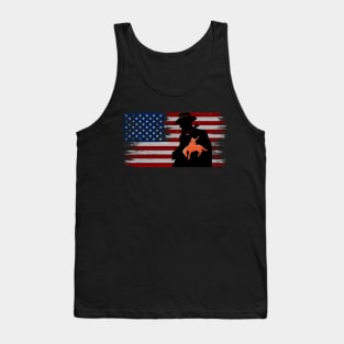 cowboy vintage usa american flag cowboy Rodeo Roping Horse Riding Tank Top